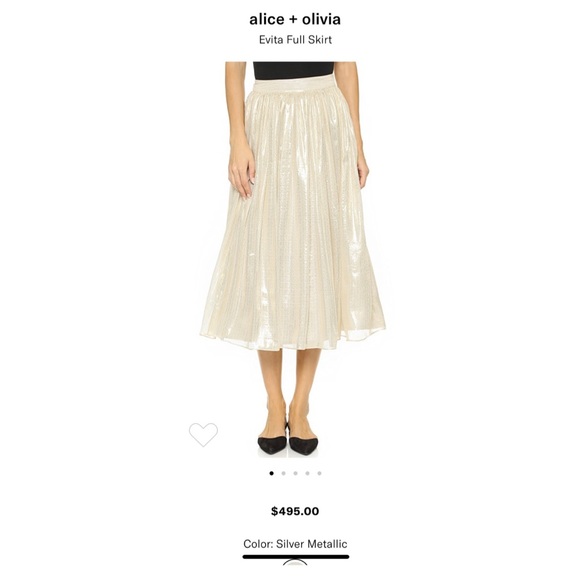 Alice + Olivia Midi Length Pleated Skirt Gold - Picture 2 of 6